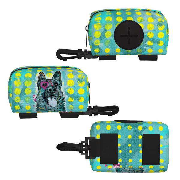 Kack & Pack mit Hundemotiv Aussie - Hundekottütentasche, Hundekotbeutelhalter, bunt, Polyster, Mischling, Mix, Australian Shepherd